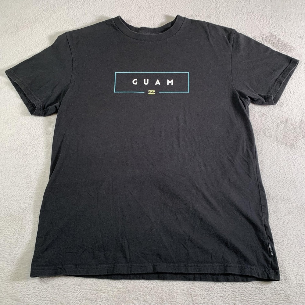 Billabong Guam Shirt‎ Mens Medium Black Core Fit Graphic Tee Surf Beach Cotton